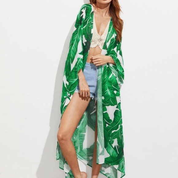 SHEIN Tops - Palm Leaf Kimono